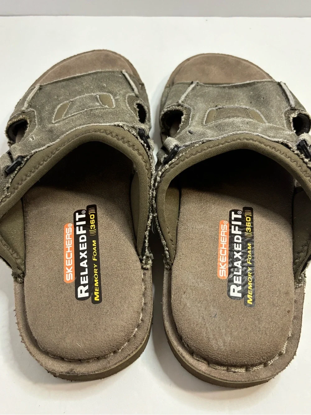 Skechers Olive Suede Adjustable Slide Sandals Sz 10 NEW